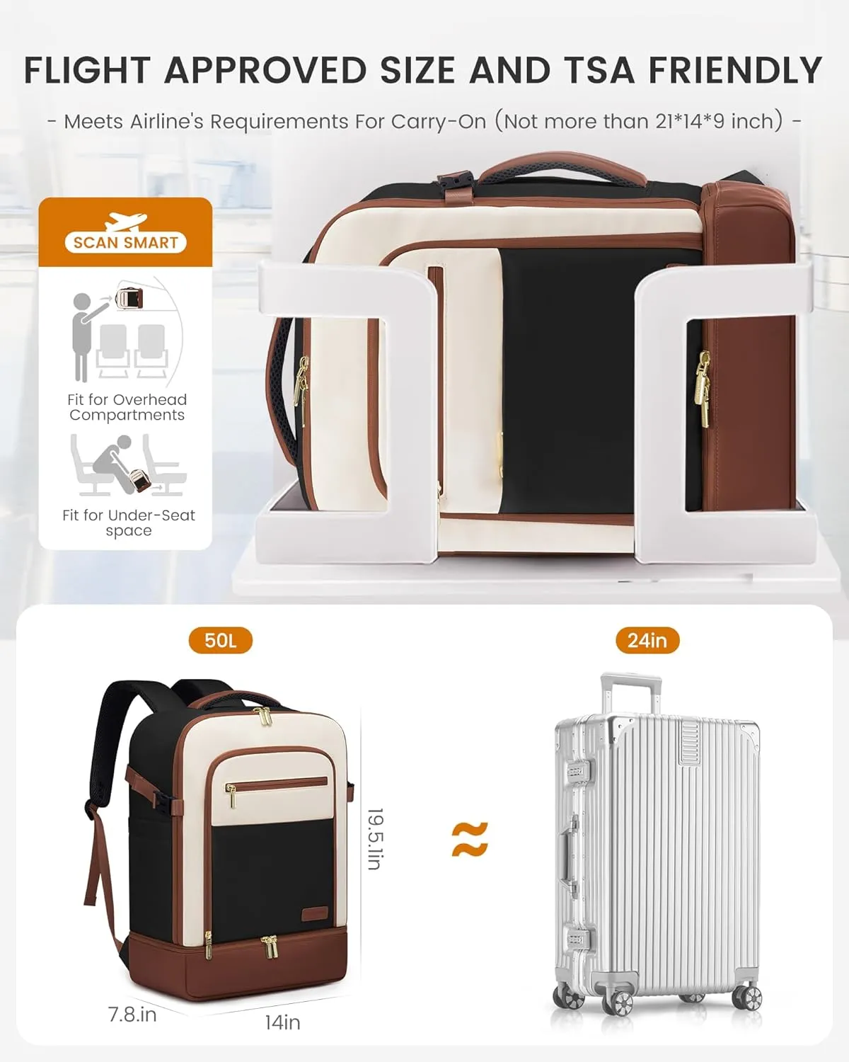 LOVEVOOK Travel Backpack for Women with Shoes Compartment,50L Personal Item Travel Bag Flight Approved Carry On Backpack with 2 Packing Cubes,Large Casual Weekender Luggage Daypack