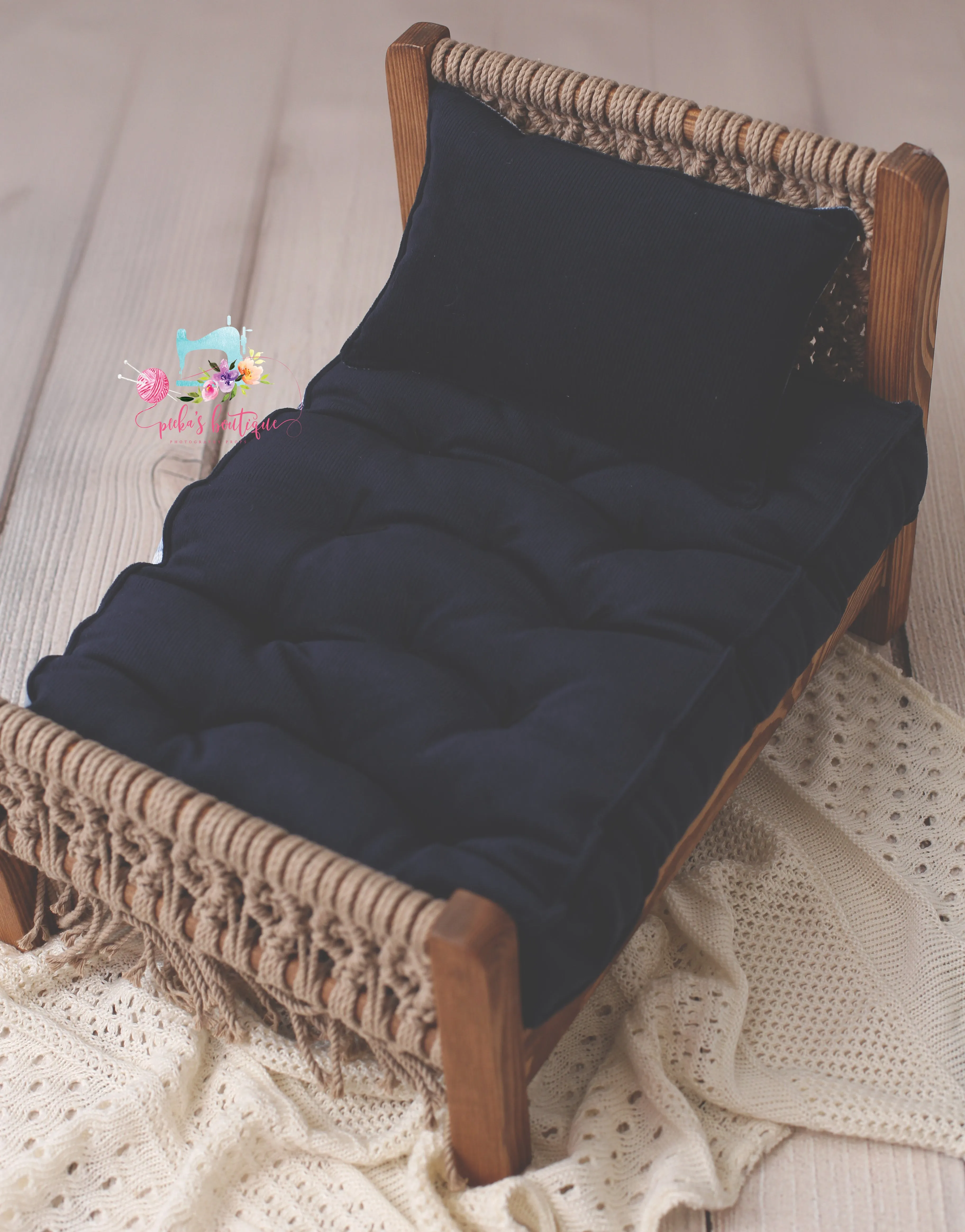Made to Order REVERSIBLE 2 Color Navy Blue Plaid- NB Mattress
