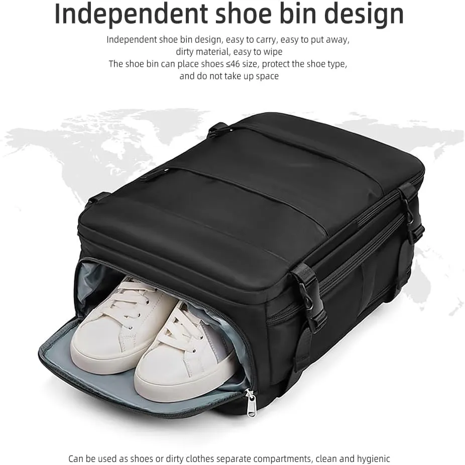 Makes Large Casual Travel Backpack For Women Men,Carry On Rucksack Flight Approved,Hiking Waterproof Outdoor Sports Daypack Fit 15.6 Inch Laptop Shoes Compartment