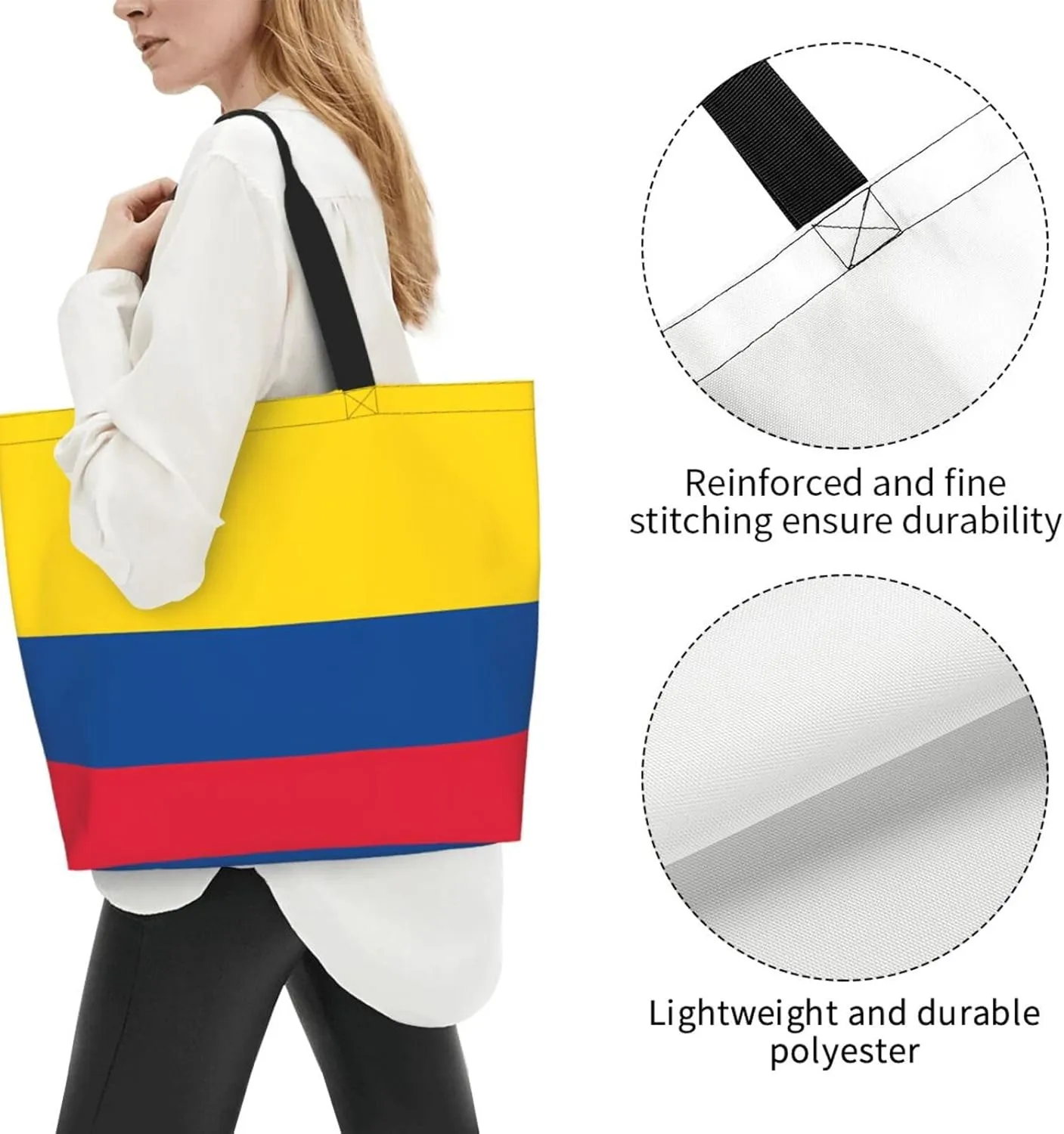 Marriage Colombian Married Flag Women's Tote Bag Large Capacity Single Shoulder Bags Handbag for Shopping Work