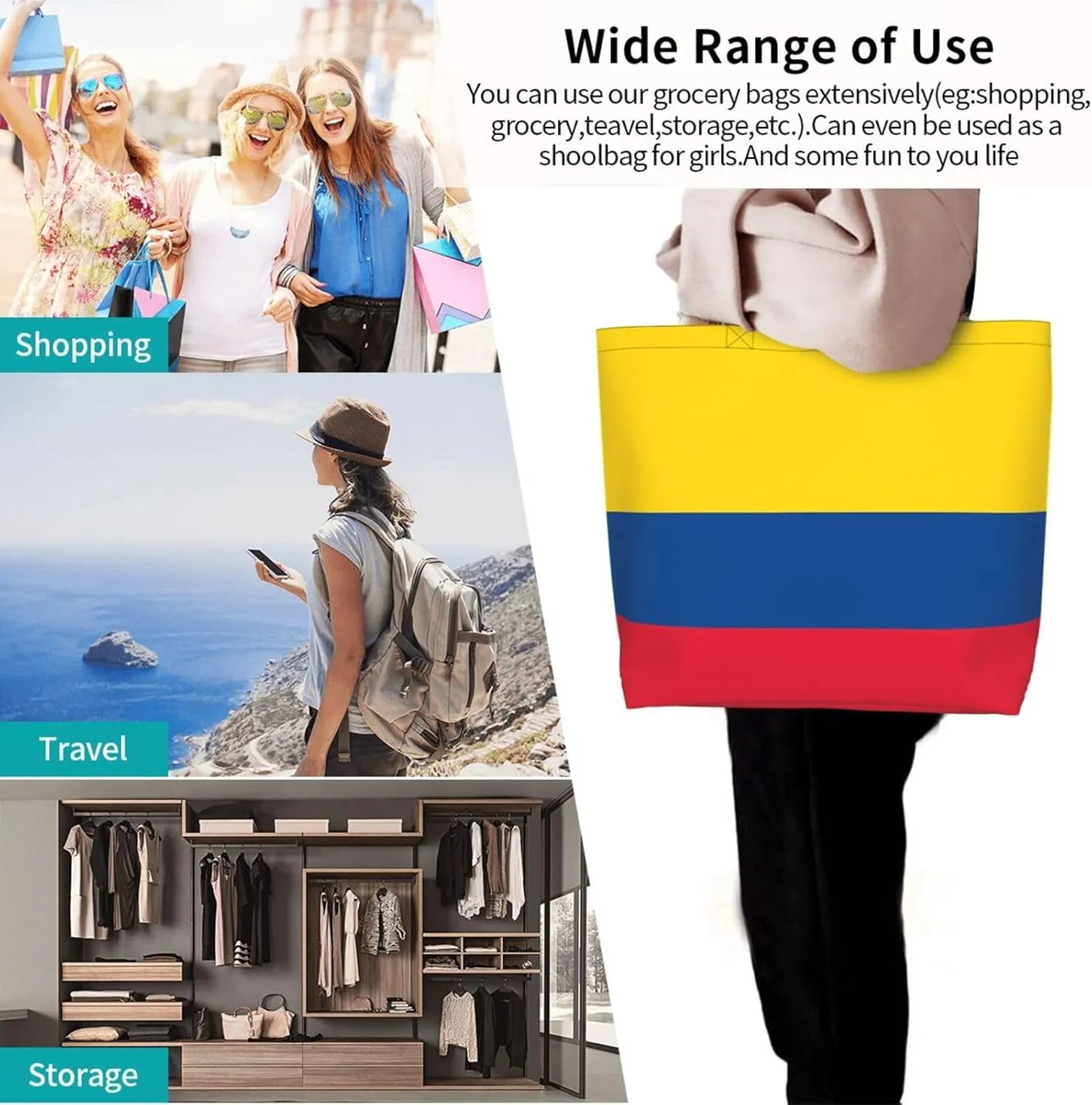 Marriage Colombian Married Flag Women's Tote Bag Large Capacity Single Shoulder Bags Handbag for Shopping Work