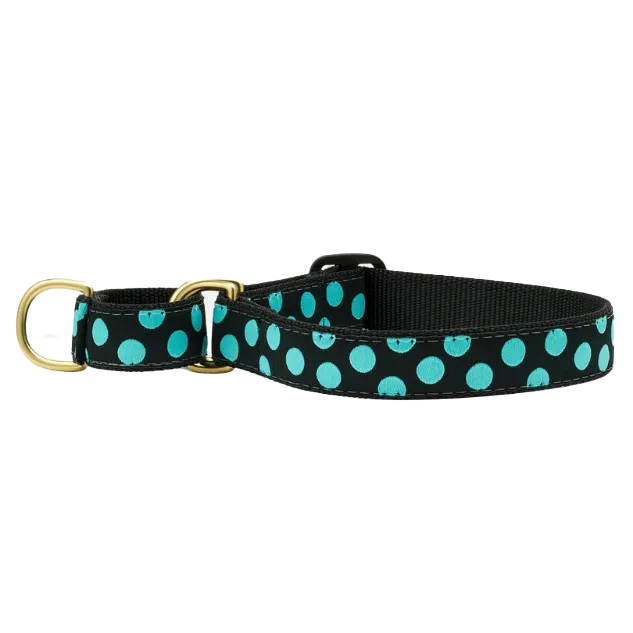 Martingale Collar | Black & Aqua Dots