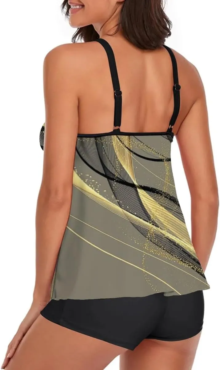MARZXIN Tankini Swimsuit for Women Floral Two Piece Bathing Suit Swimwear Tank Top Swimwear with Boyshorts