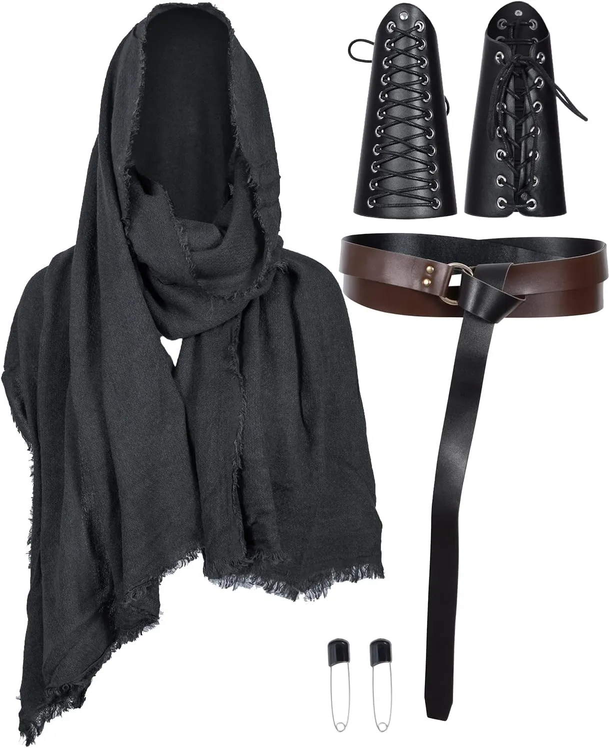 Medieval Knight Leather Belt Shawl Men Renaissance Half Shoulder Cape Scarf Buckle Bracers Retro Accessories(Type4)