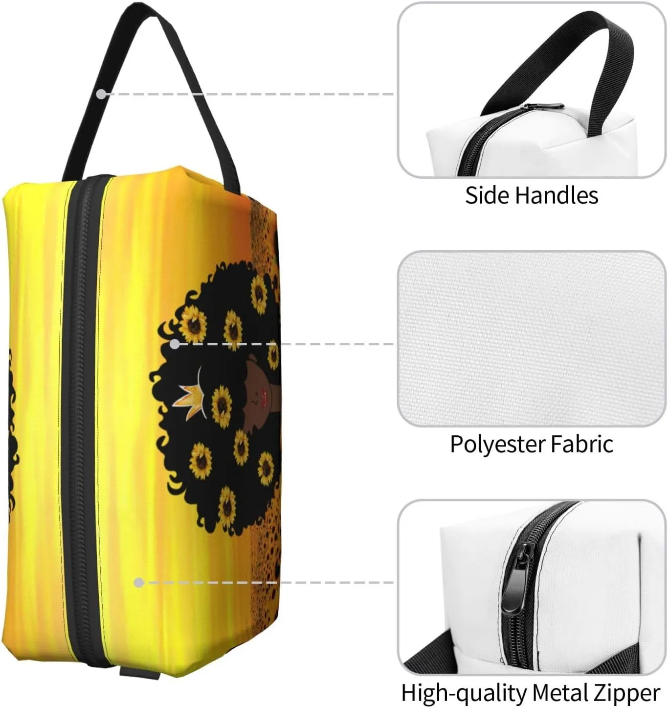 Melanin Beauty Travel Cosmetic Bag - Black Melanin Queen Art Printed Makeup Organizer for Women