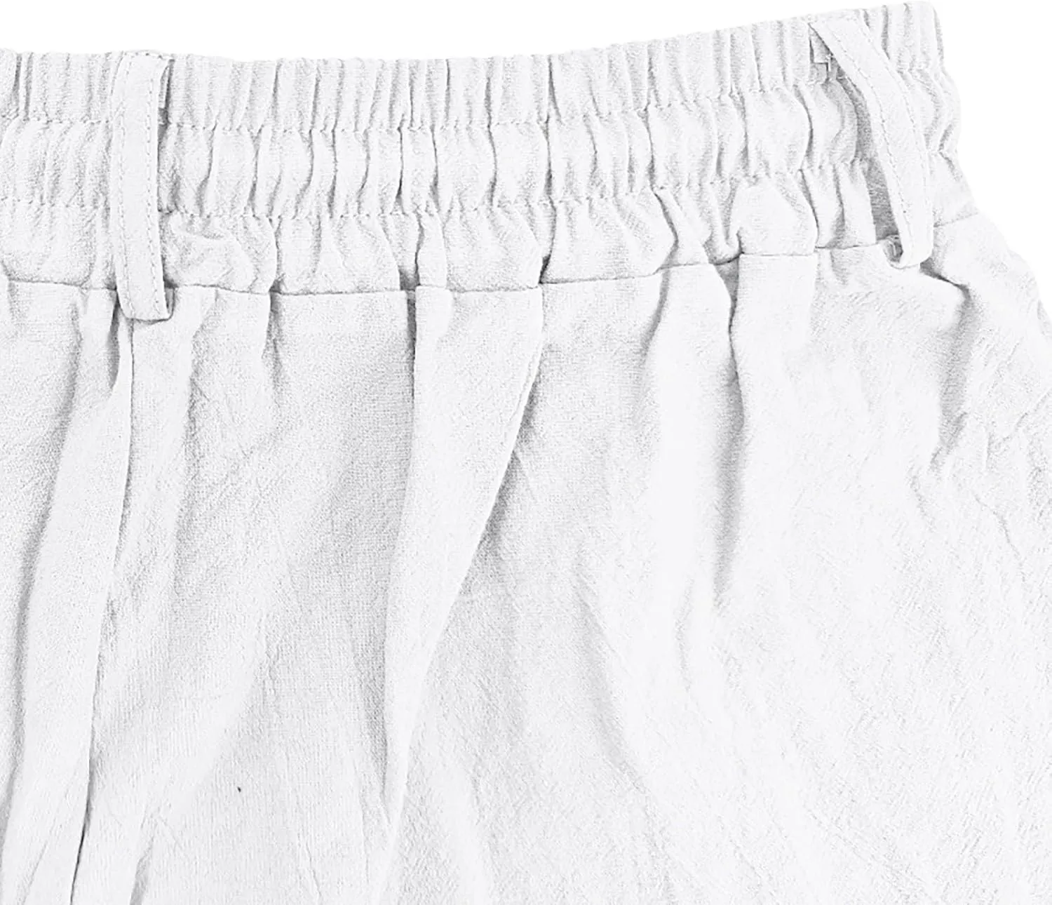 Mens Summer Linen Shorts Elastic Waist Drawstring Classic Cotton Beach Stretch Chino Athletic Shorts with Pockets