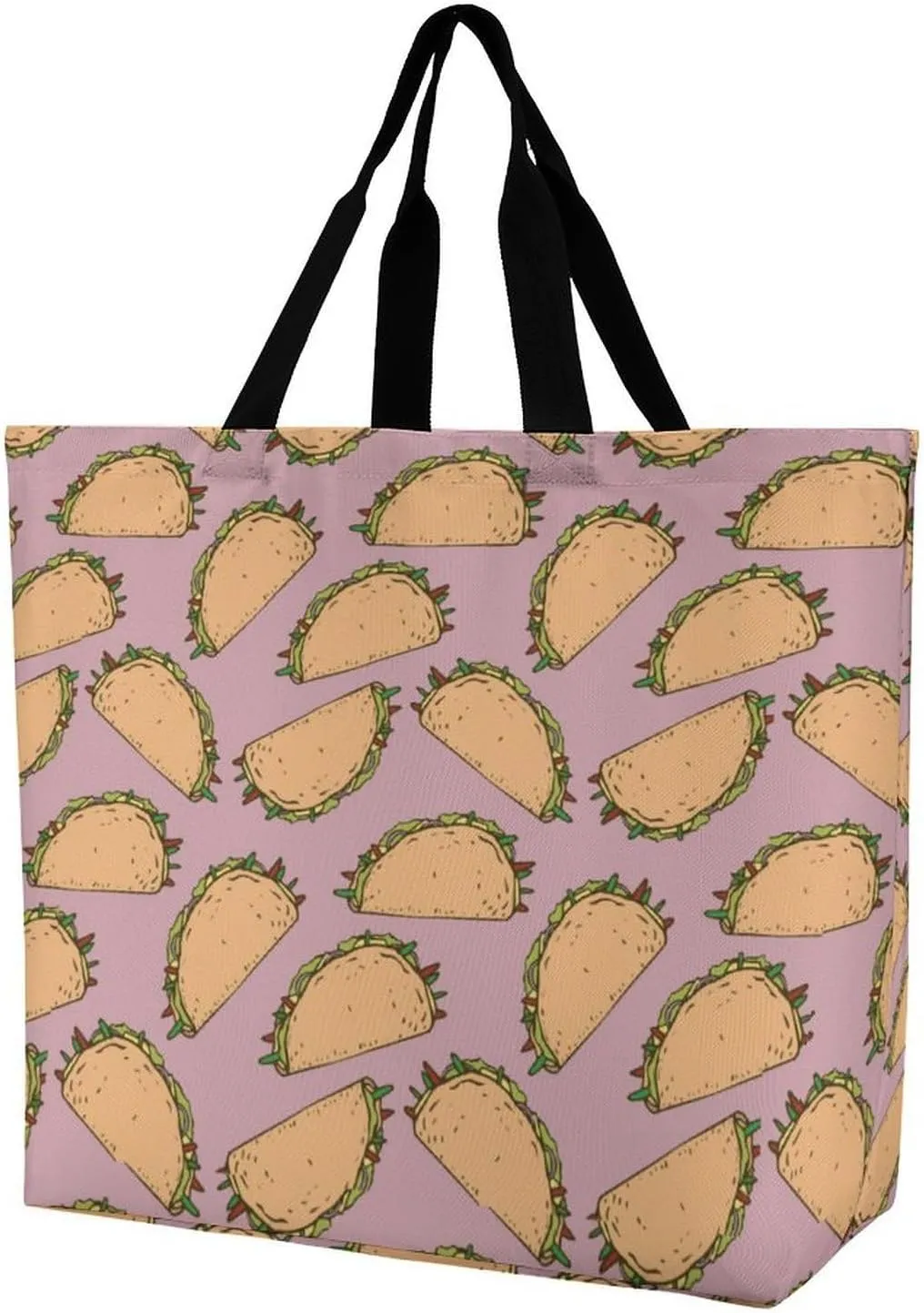 Mexican Tacos Women's Shoulder Shopping Bags Foldable Tote Bag Large Capacity Handbag for Work Travel