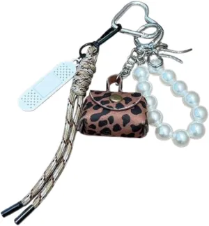 Mini Backpack Keychain Wristlet Pouch,Small Change Coin Purse Bag Charms Accessories Cute Leather Keychain