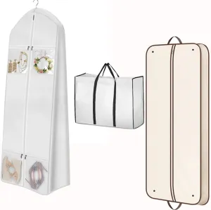 MISSLO Wedding Dress Garment Bag Bundle with 60" Foldable Garment Bags