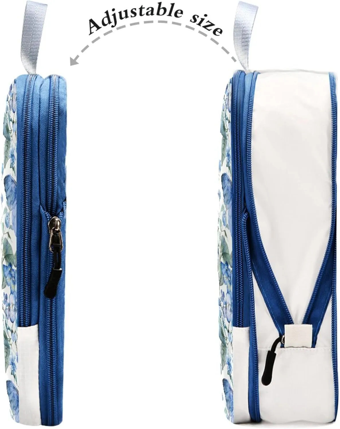 MNSRUU Compression Packing Cubes for Suitcases 3 Set, Butterflies and Leaves Blue Flowers Travel Luggage Organiser Portable Toiletry Storage Bags for Clothes Shoes Home Storage