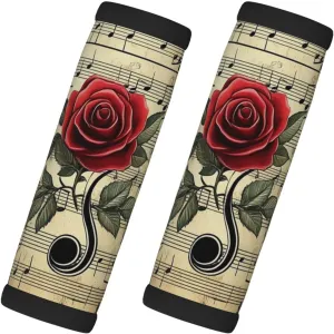 Musical Notes Rose Vintage Luggage Handles Wrap Grips For Suitcases Luggage Travel Accessories For Airplane 2pcs