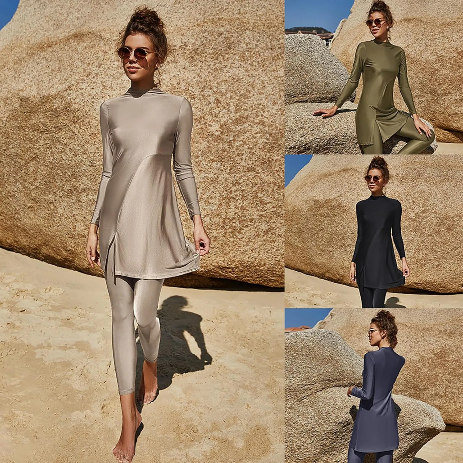Muslim Swimsuits for Women Islamic Modest Swimwear 2 Piece Long Sleeve Burkini Full Cover Beachwear Modesty Bathing Suits