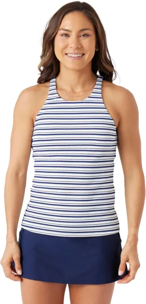Nautica Women's Tankini Swimsuit Top Only High Neck, Quick-Dry, UPF , Beach, Pool, Resort Wear