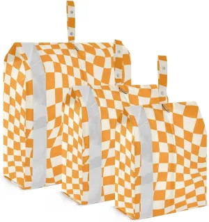 Orange Irregular Design Square 3 Set Packing Travel Organizer Reusable Folding Closet Organizer Bags For Suitcase Bed Storage