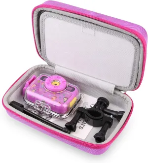 Ourlife Kids Camera Bag Hard Travel Case for Digital & Action Cameras, Accessories Case for Toddlers, Purple