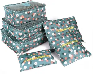 Packing Cubes 6 PCS Travel Accessories Travel Luggage Packing Organizers Bags for Backpack Suitcases, Blue Flower