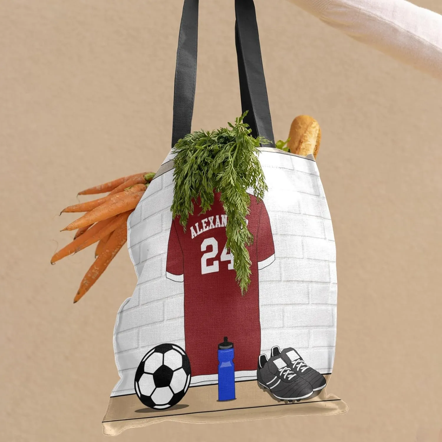 Personalized Name Soccer Sport Player Jersey Navy Handbag Gift Bags Christmas Treat Bags for Holiday Party Gift Bags