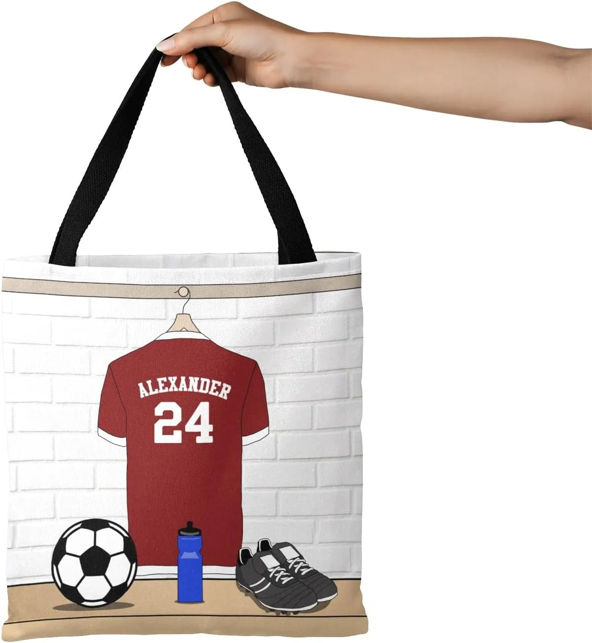 Personalized Name Soccer Sport Player Jersey Navy Handbag Gift Bags Christmas Treat Bags for Holiday Party Gift Bags