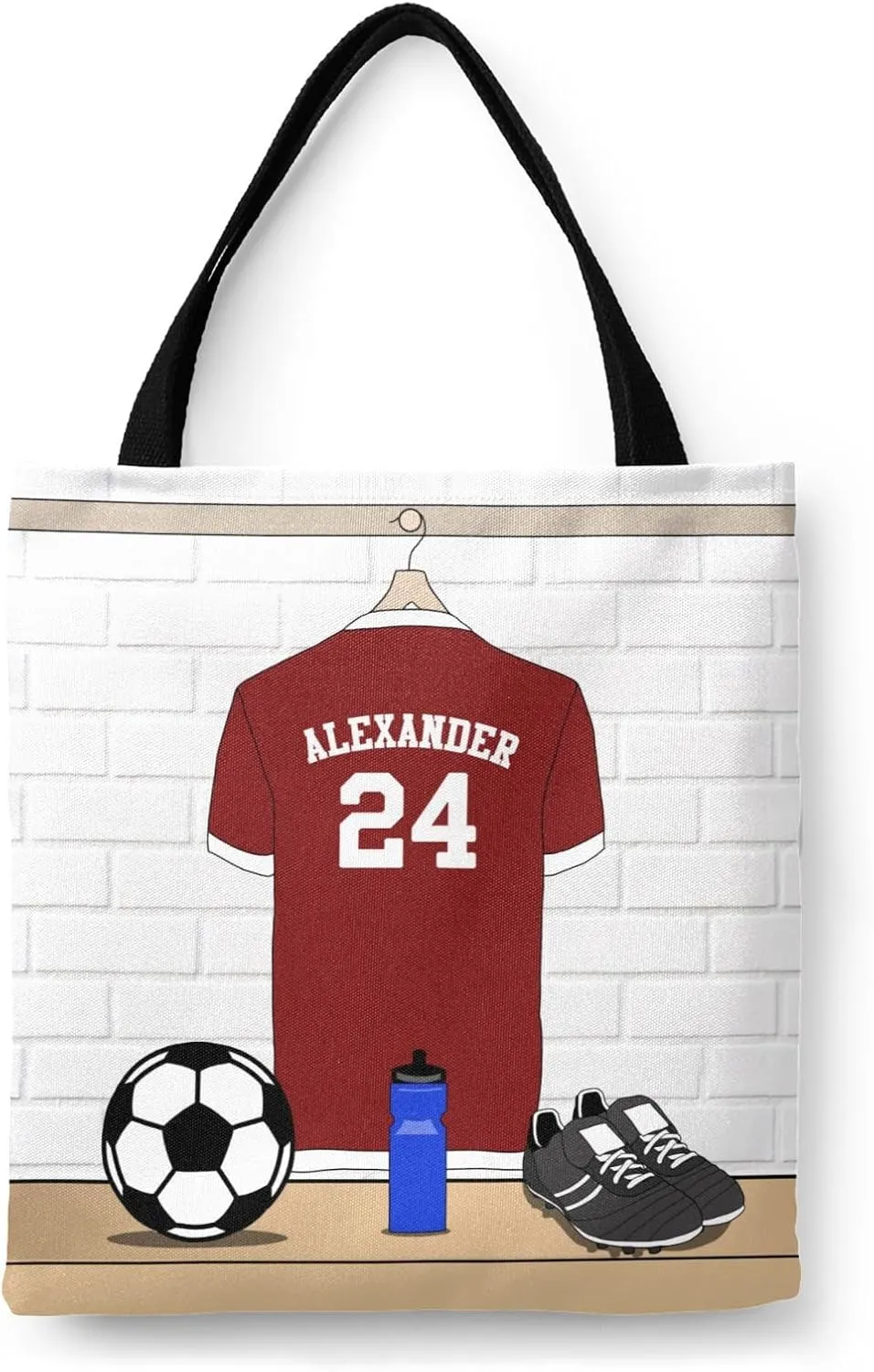 Personalized Name Soccer Sport Player Jersey Navy Handbag Gift Bags Christmas Treat Bags for Holiday Party Gift Bags