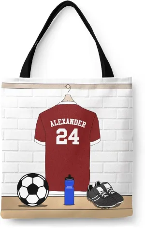 Personalized Name Soccer Sport Player Jersey Navy Handbag Gift Bags Christmas Treat Bags for Holiday Party Gift Bags