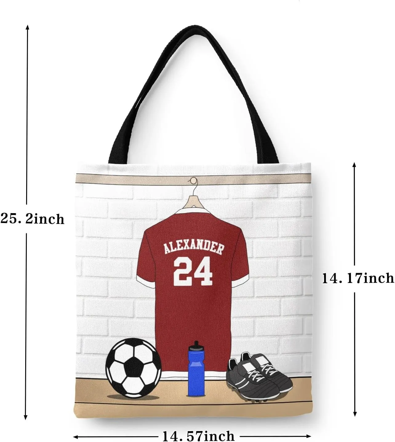 Personalized Name Soccer Sport Player Jersey Navy Handbag Gift Bags Christmas Treat Bags for Holiday Party Gift Bags