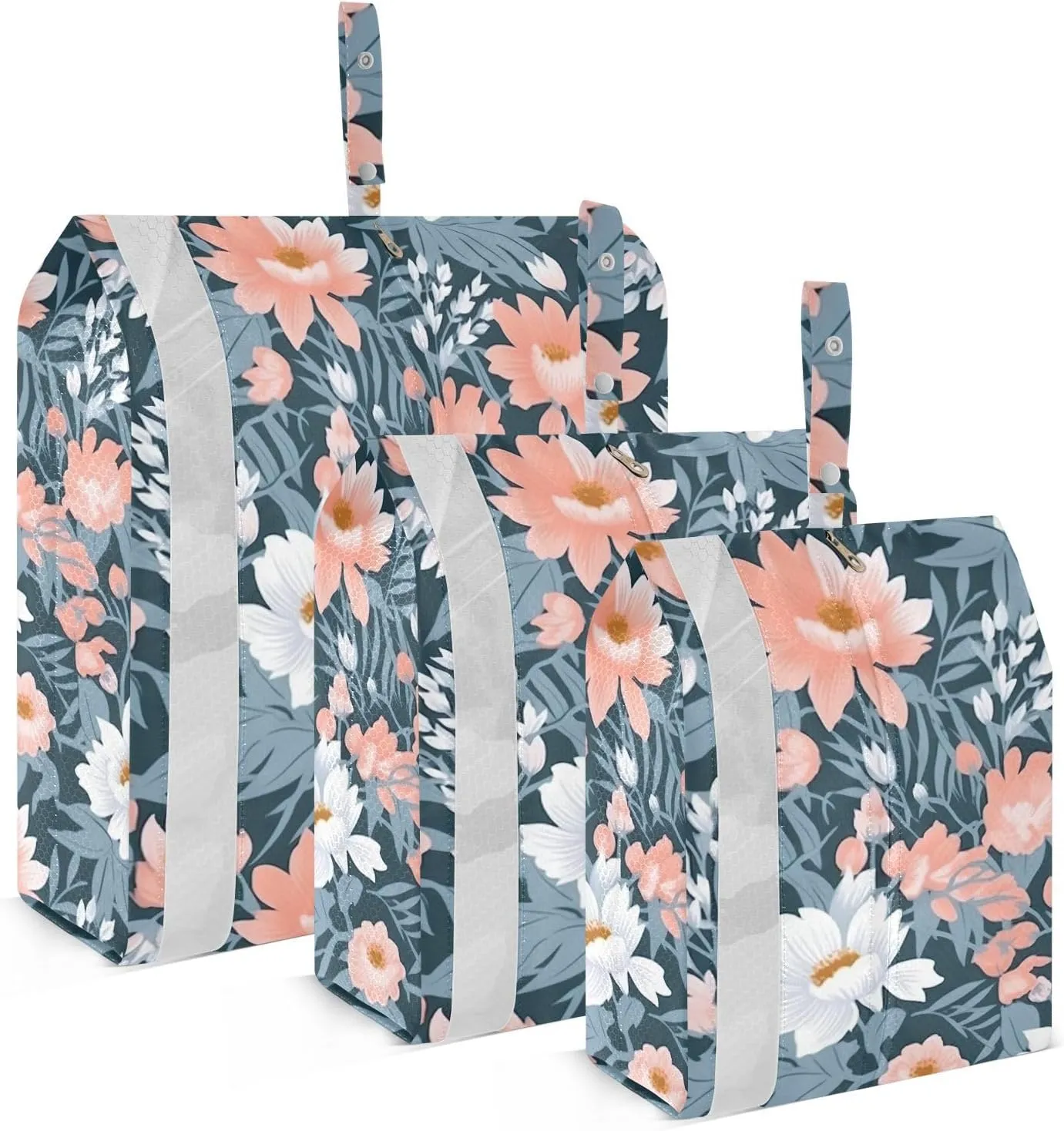 Pink Floral Flowers Packing Cubes for Travel 3 Set Travel Bags Organizer Luggage Accessories for Packing