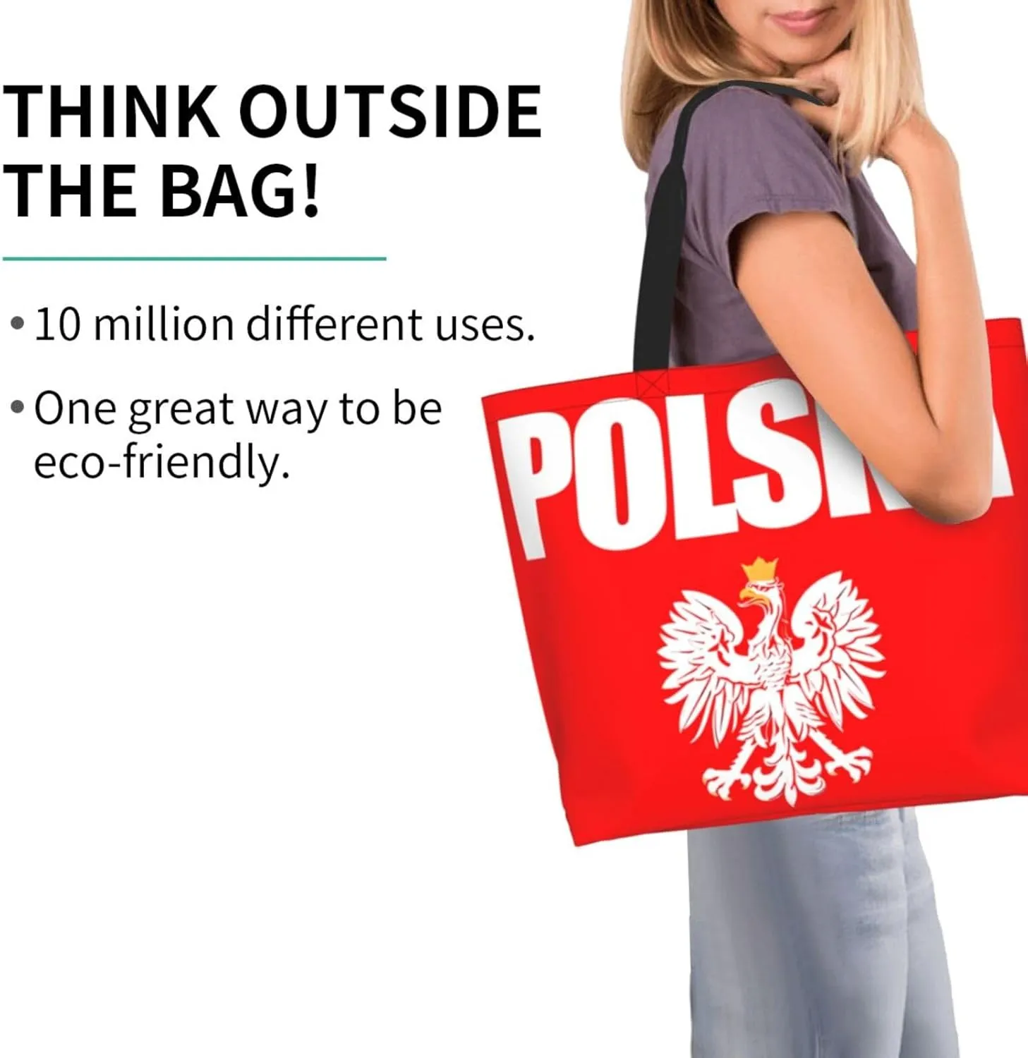 Polish Flag Poland Polska Eagle Women's Tote Bag Large Capacity Single Shoulder Bags Handbag for Shopping Work