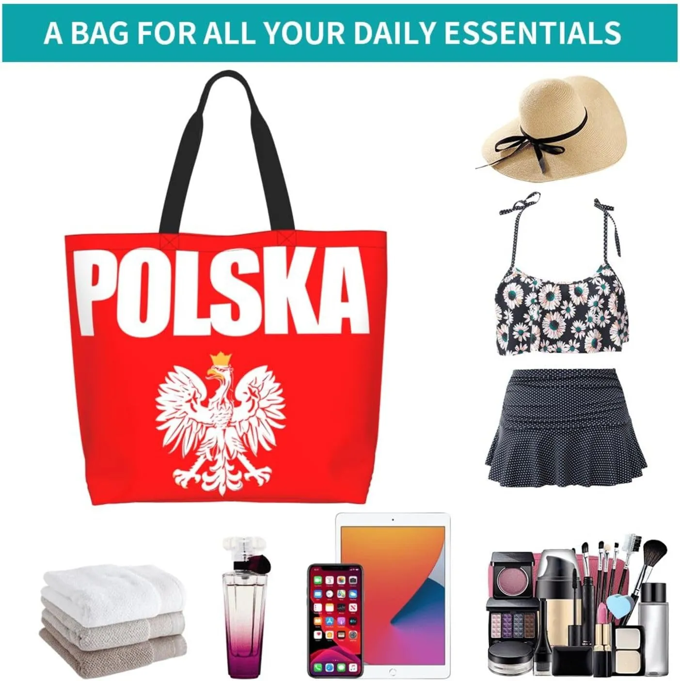 Polish Flag Poland Polska Eagle Women's Tote Bag Large Capacity Single Shoulder Bags Handbag for Shopping Work