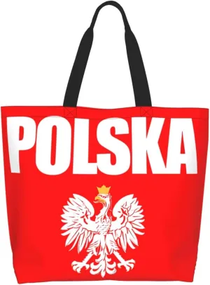 Polish Flag Poland Polska Eagle Women's Tote Bag Large Capacity Single Shoulder Bags Handbag for Shopping Work