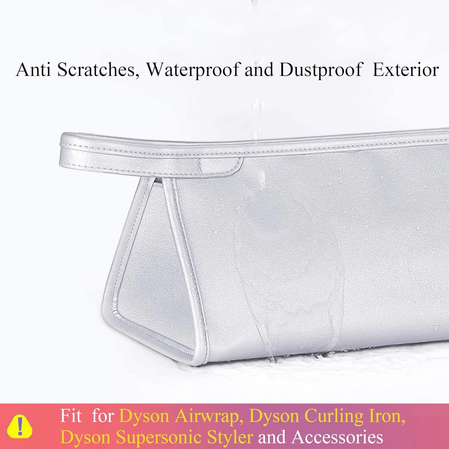 Pu Leather Travel Case Compatible with Dyson Airwrap Styler, Portable Waterproof Dyson Airwrap Organizer Bag for Shark FlexStyle Attachments Storage, Grey