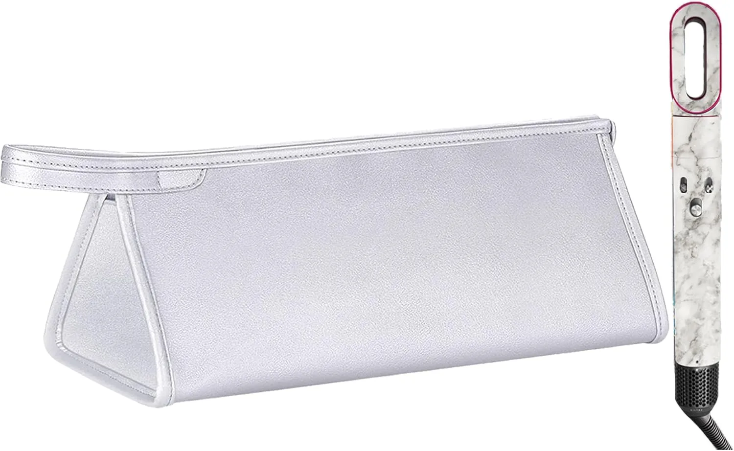 Pu Leather Travel Case Compatible with Dyson Airwrap Styler, Portable Waterproof Dyson Airwrap Organizer Bag for Shark FlexStyle Attachments Storage, Grey