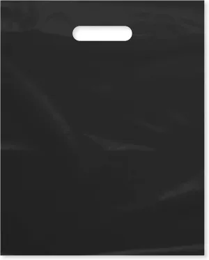 Purple Q Crafts Plastic Bag with Die Cut Handle Bag 12" x 15" Black Plastic Merchandise Bags Bulk Pack for Retail, Gifts, Trade Show and More (100)