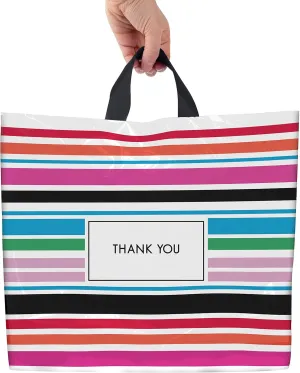 Purple Q Crafts Thank You Bags for Business Plastic Bags 50 Pack Shopping Bag for Boutique (18"x18")