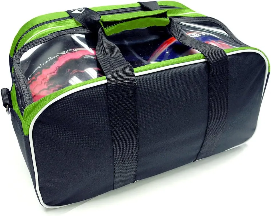 Pyramid Path Double 2 Ball Tote Plus Clear Top Bowling Bag with Large Separate Compartment for Bowling Shoes (Up To US Mens Size 15) or Accessories