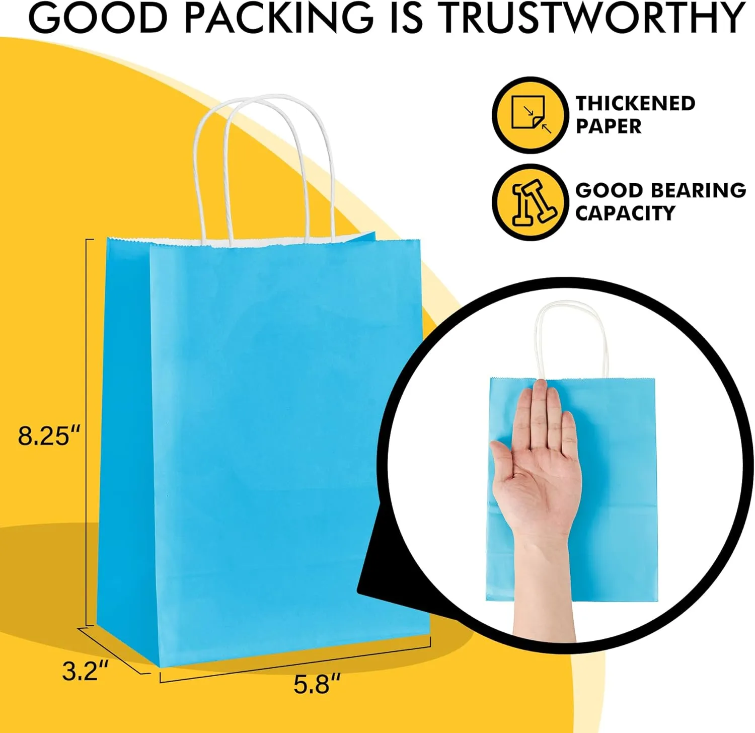 RACETOP 32 Pack Small Paper Gift Bags with Handles, 5.8"3.2"8.25" Kraft Paper Party Favor Bags Bulk for Kids Birthday, Baby Shower, Crafts, Wedding, Party Supplies (8 Colors)