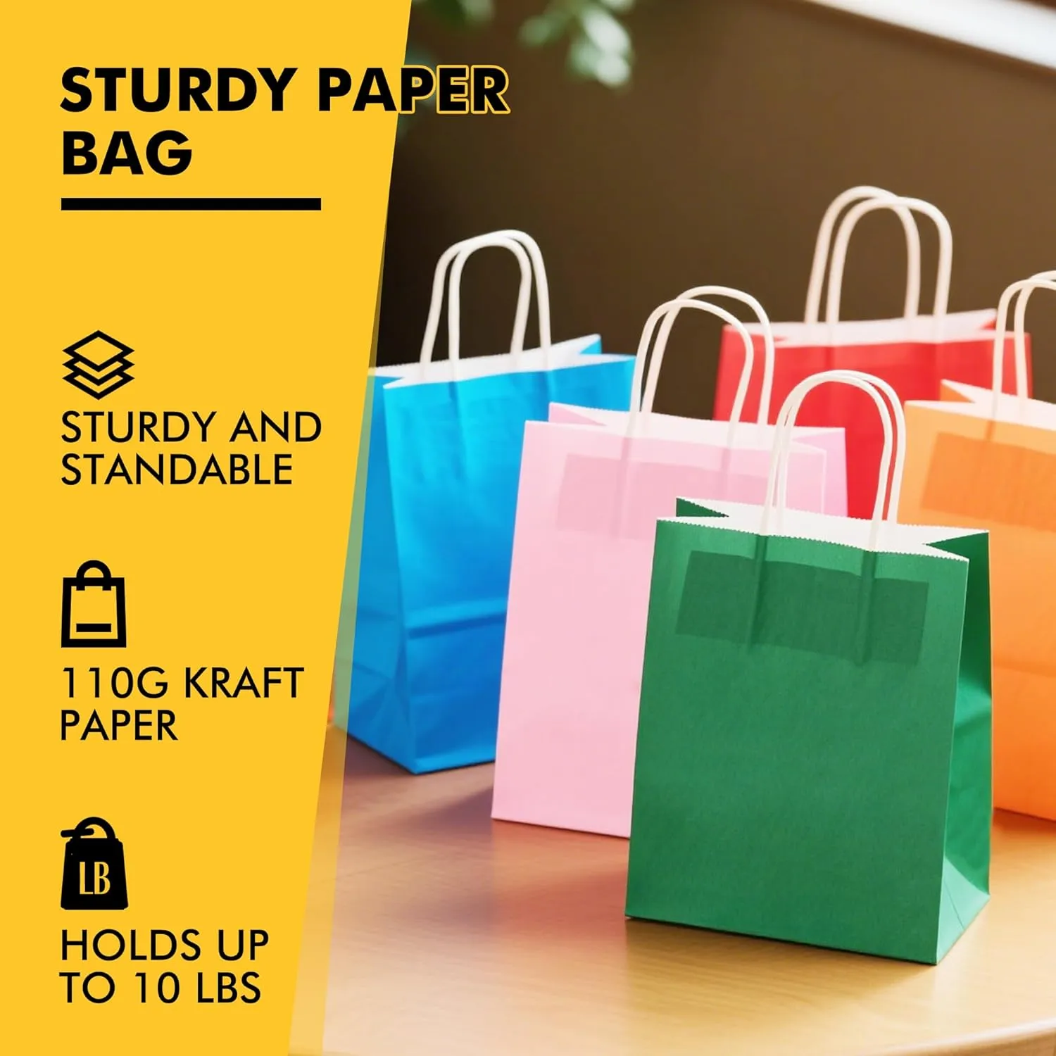 RACETOP 32 Pack Small Paper Gift Bags with Handles, 5.8"3.2"8.25" Kraft Paper Party Favor Bags Bulk for Kids Birthday, Baby Shower, Crafts, Wedding, Party Supplies (8 Colors)