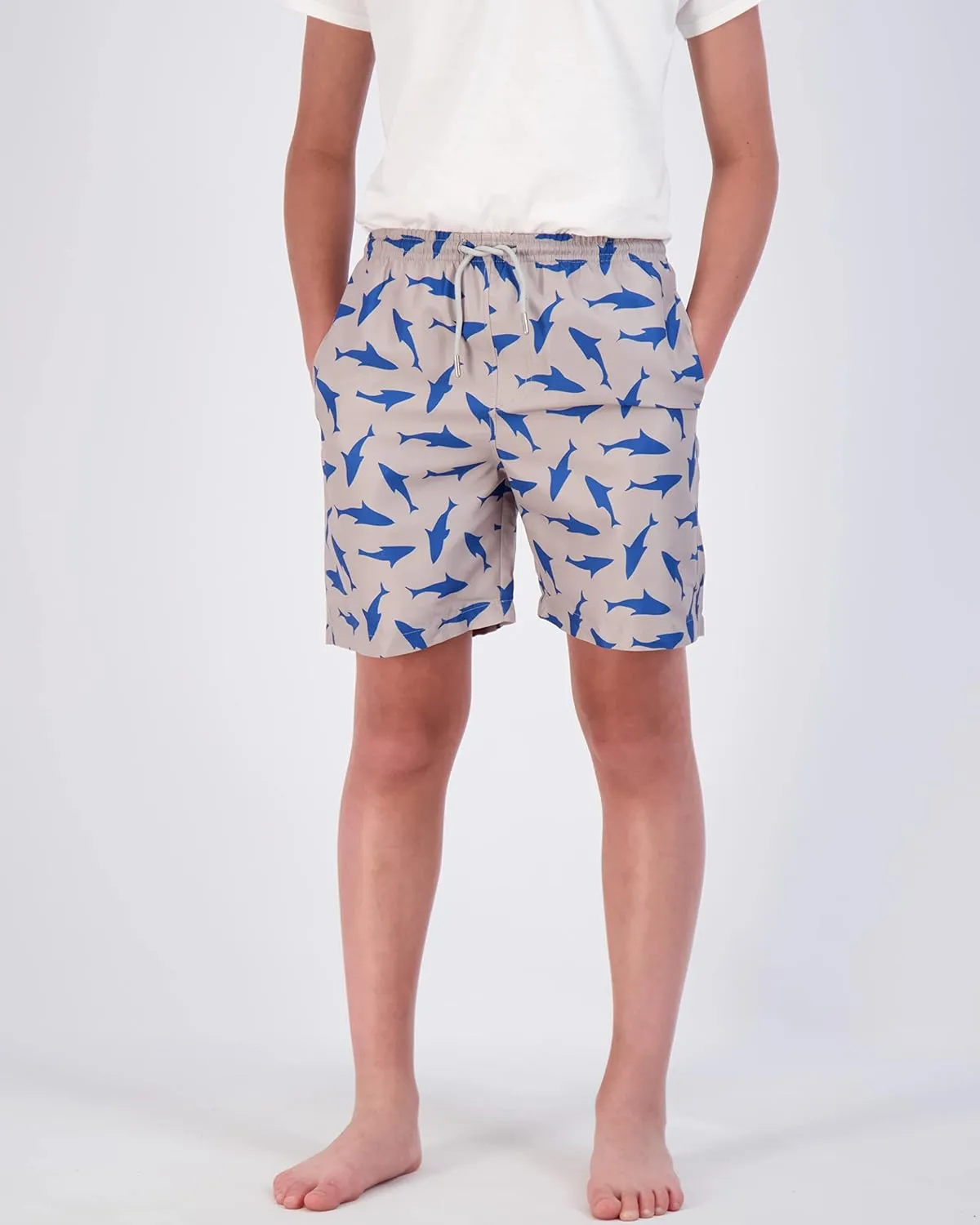 Real Essentials 3-Pack: Boy's Swim Board Shorts Trunks with Drawstring Beach UPF Swimwear Surf Swimming Short for Boys