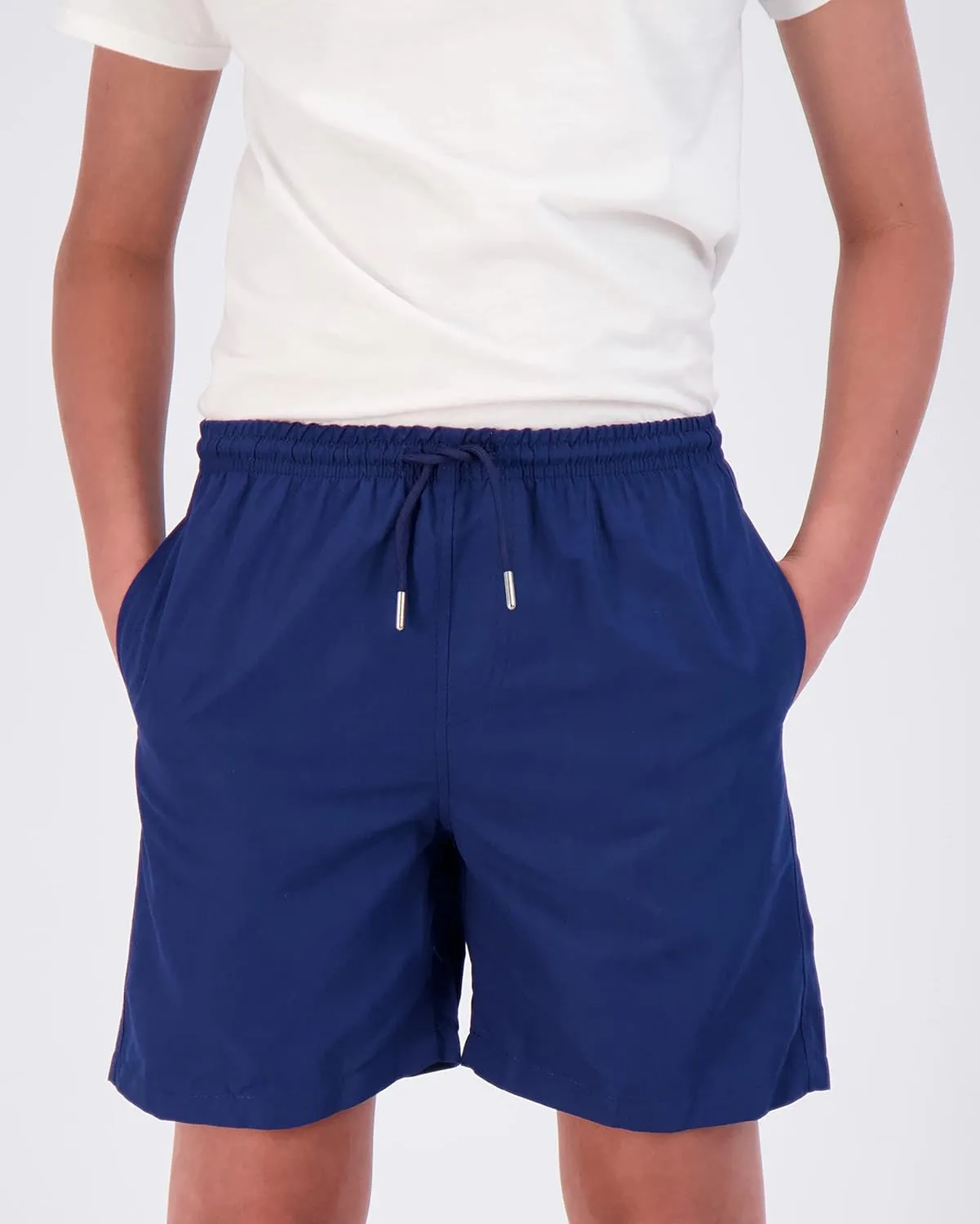 Real Essentials 3-Pack: Boy's Swim Board Shorts Trunks with Drawstring Beach UPF Swimwear Surf Swimming Short for Boys