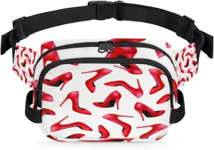 Red Shoes Pattern Fanny Pack Crossbody Bags for Women Men Waist Packs Hip Bum Bag Cross Body Fanny Pack with Adjustable Strap for Running Hiking Travel