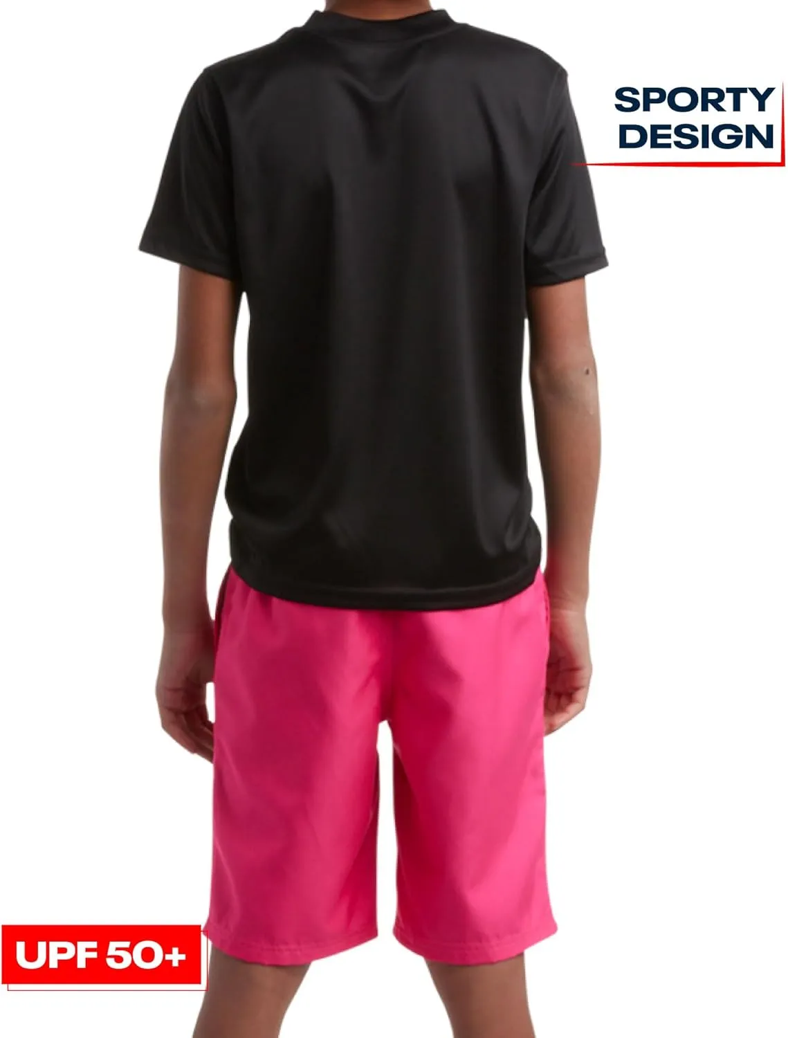 Reebok Boys' Rashguard Set - 3 Piece UPF 50  Long Sleeve and Short Sleeve Swim Shirts and Bathing Suit Boardshorts (8-20)