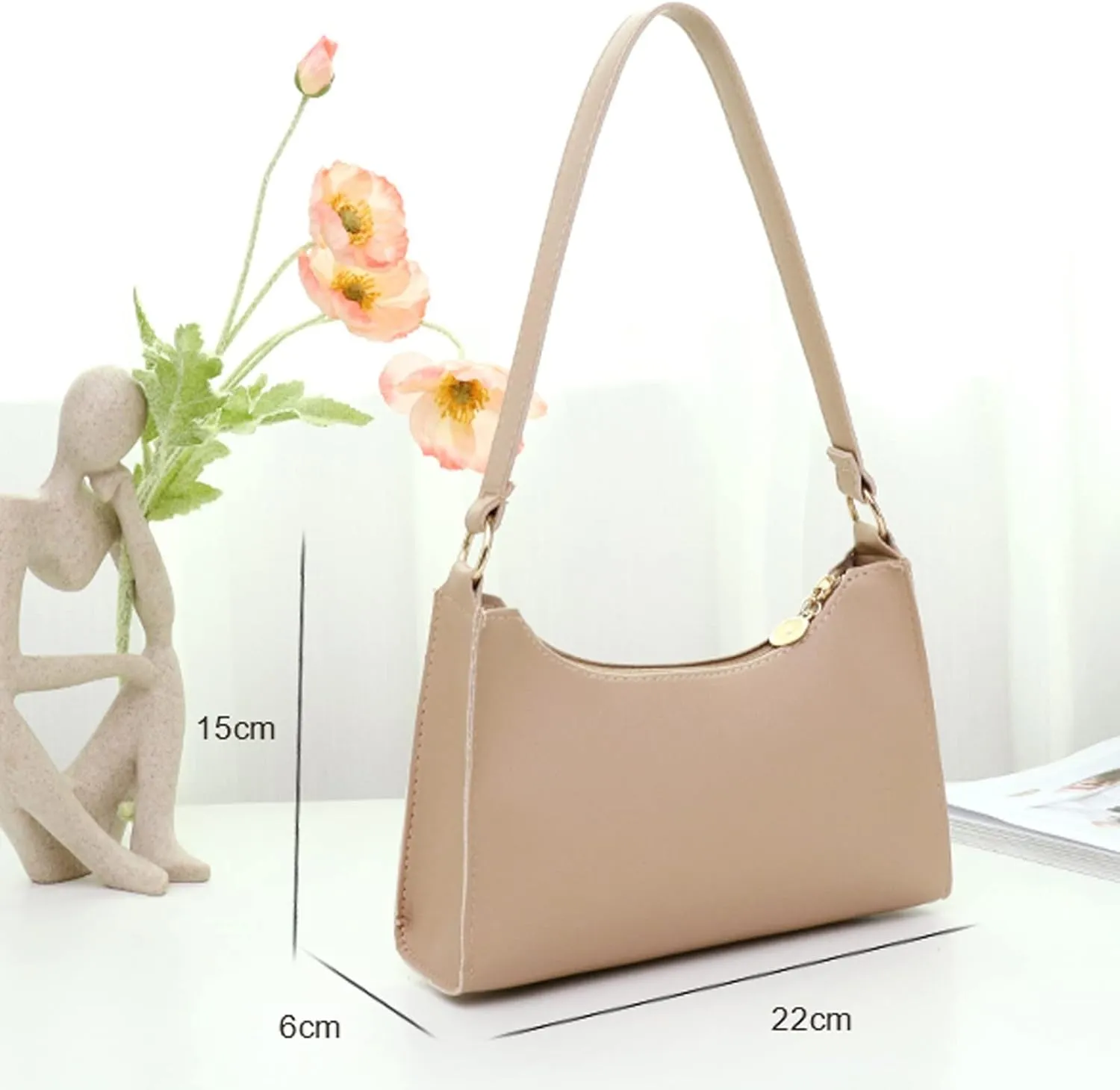 Retro Clutch Underarm Purse Fashion Women Artificial Leather Solid Color Underarm Bag Phone Bag Shoulder