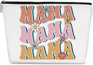 Retro Flower Inspirational Gifts for Mama Makeup Bag Mom Gifts Mom Birthday Gifts from Daughter Fun Mothers Day Christmas Cosmetic Bag Make up Bag Travel Toiletry Bag for Women New Mom Mommy