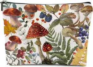 Retro Mushroom Makeup Bag, Mushroom Gifts Cosmetic Bag Mushroom Stuff Botanical Travel Pouch, Friendship Gifts for Women Girls Daughter Sisters Niece Mom Best Friends Bestie Graduation Birthday Gifts