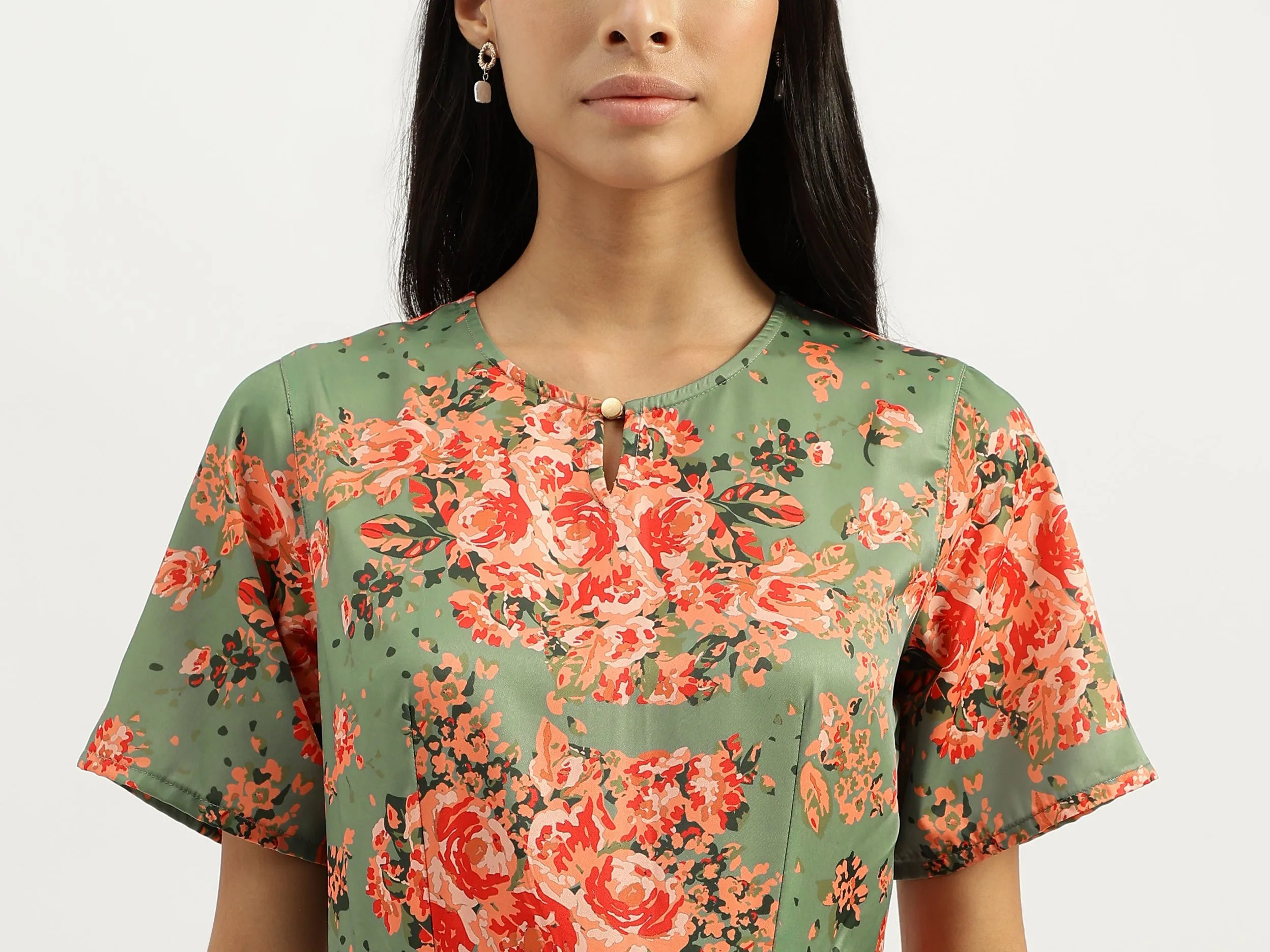 Round Neck Printed Dresses