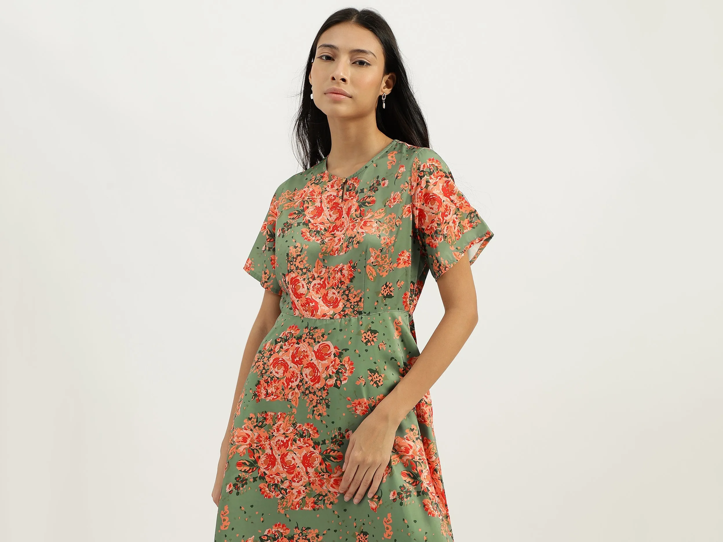 Round Neck Printed Dresses