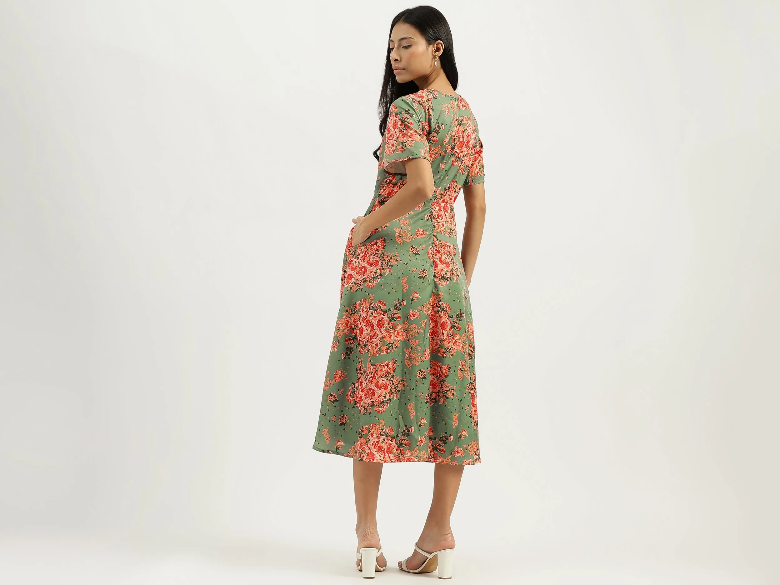 Round Neck Printed Dresses