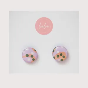 Round Stud Earrings (Lilac Swirl)