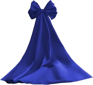 Satin Bow Cloak for Prom Dress with Detachable Sleeves Train for Wedding Dress Long Bridal Cape Accessories