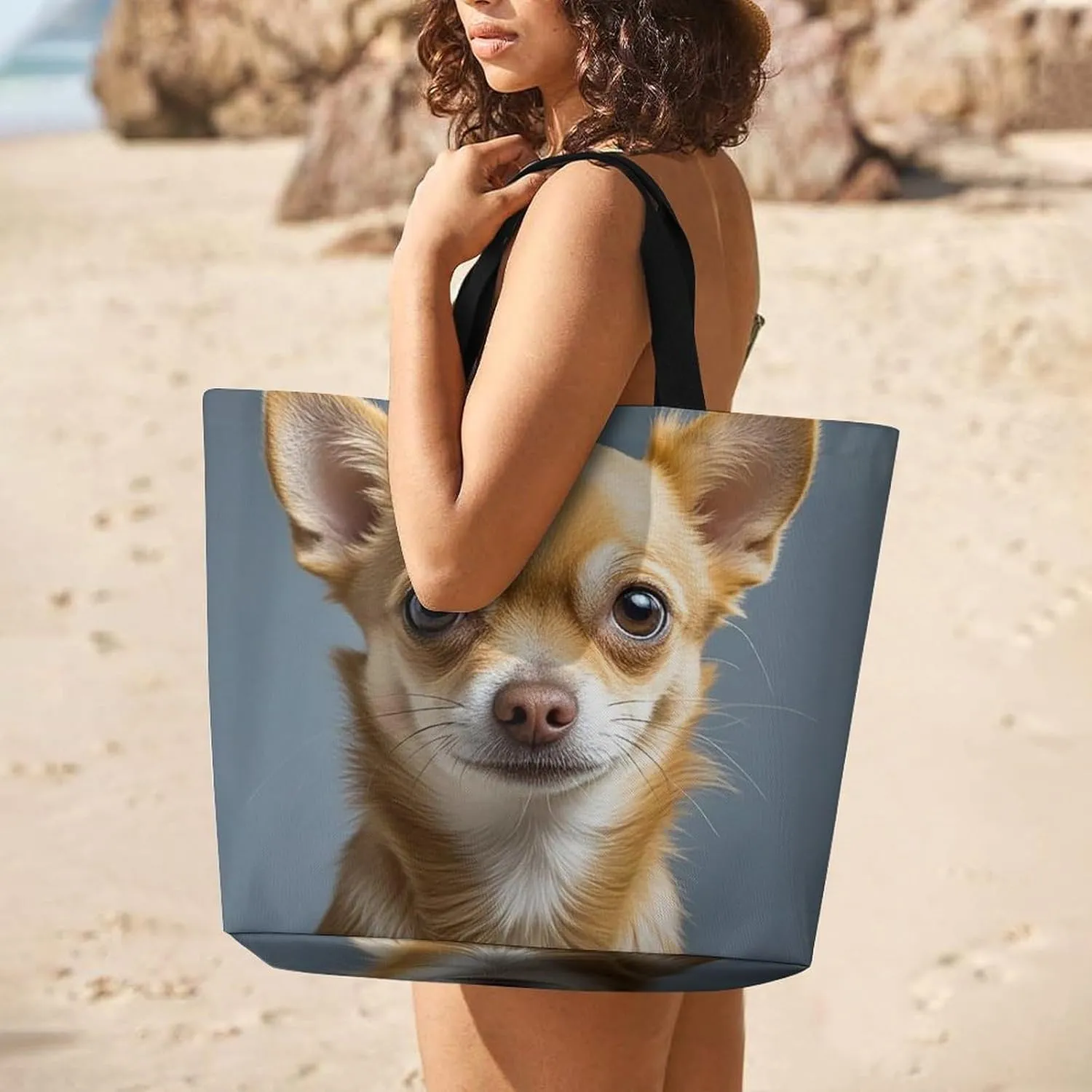 Sheep Beach Bag Reusable Tote Bag Foldable Grocery Bags Women Shopping Bags for Daily Essentials