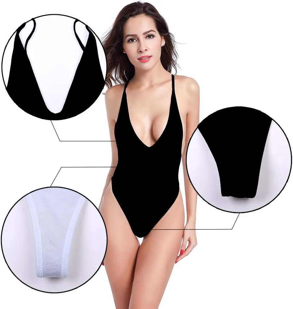 SHEKINI Women's High Cut One Piece Bathing Suit Backless Thong Brazilian Swimsuit